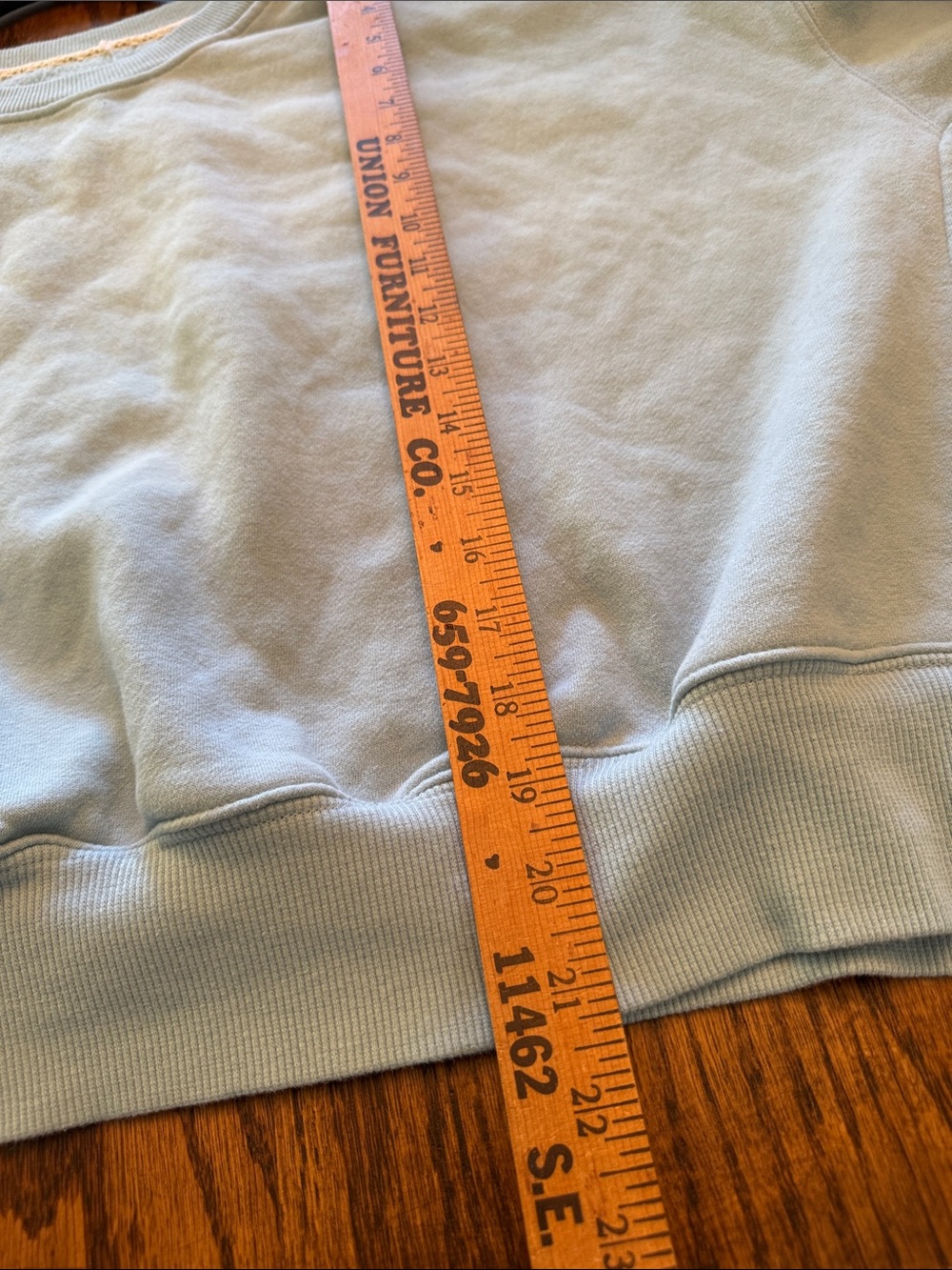 Oversized Washed Blue Crewneck Sweatshirt Soft Boxy Cozy Lounge M/L - Picture 8 of 10